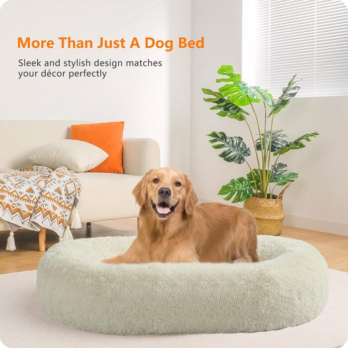 Ортопедичне ліжко для собак, кругле, м'яке, для котів та собак, ліжко-лежанка, кошик, 100 см, бежеве