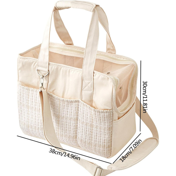 Сумка-переноска для тварин, універсальна, з бавовняного канвасу, для подорожей, дихаюча, портативна, кремового кольору