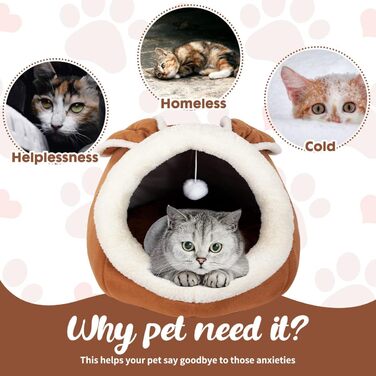 Квіткове ліжко для котів у приміщенні, будиночок для котів, меблі для тварин, ліжко для кошенят, намет, печера, м'яке ліжко для собак середніх порід з знімним, пральним, м'яким подушечком, Рожевий (Коричневий)