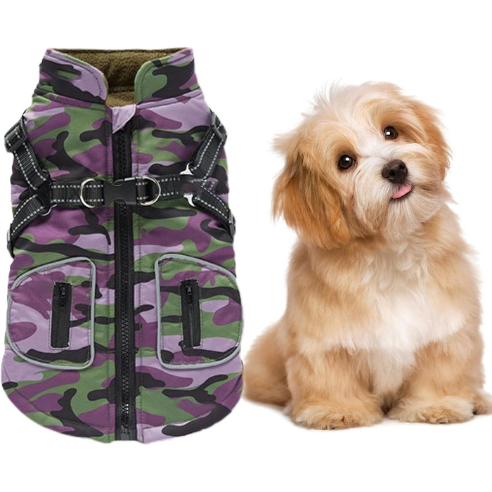 Зимова куртка для собак – 28 x 25 x 3 см, світловідбиваючий зимовий одяг для собак | Жилет з вбудованим повідком, одяг для домашніх тварин зі світловідбиваючими смугами для маленьких, середніх та великих собак (2XLL)