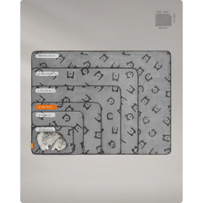 Набір з 3-х ковдр для собак Feandrea, 152 x 127 см, фланель, сірий, для великих і середніх собак, захист дивану