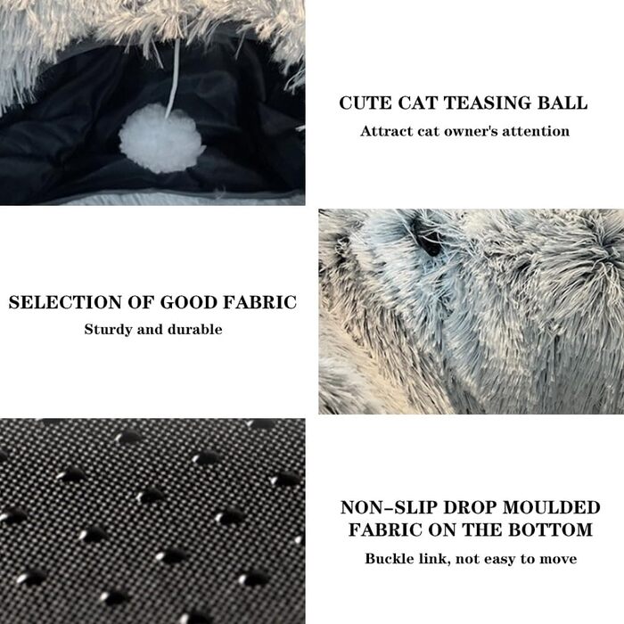 Туннель для котів, іграшка-печера з місцем для сну, XXL, м'який плюш, велике котяче ліжко для дому з м'ячиком, багатофункціональний тунель для котів, ігрова кругла лежанка