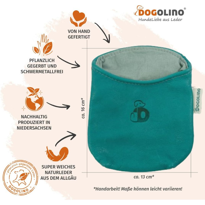 Сумка для ласощів DOGOLINO® для собак з натуральної шкіри - сумка для тренувань, перекусів на прогулянці (Турквіс, Basic)