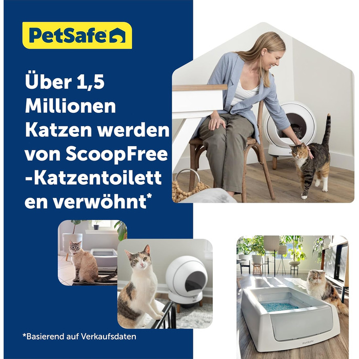 Автоматичний туалет для котів PetSafe ScoopFree SmartSpin з самоочищенням, сучасною системою контролю запаху, керуванням через додаток, моніторингом здоров'я, підходить для будь-якого наповнювача, до 2 тижнів автономної роботи