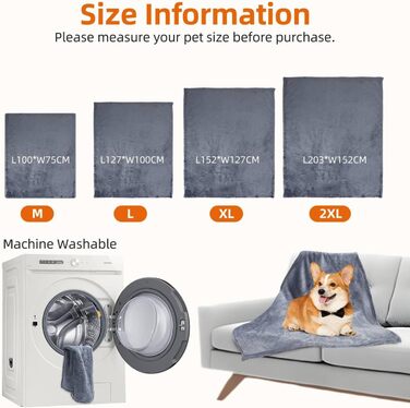 Водонепроникна флісова ковдра для собак XXL Nobleza 203x152 см, м'яка і пухнаста, для котів та собак, двосторонній захист дивану, машинне прання, сіра
