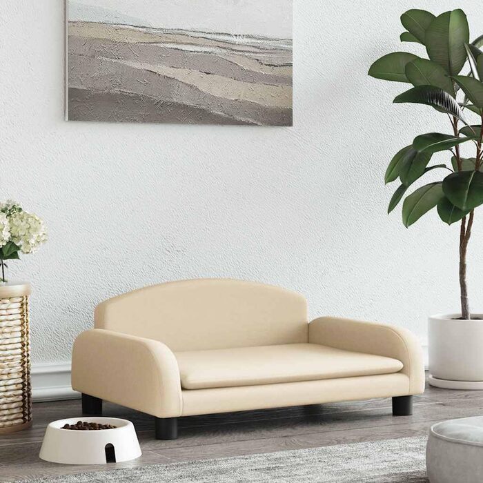 Крісло-ліжко для собак, м'яке ліжко для собак, лежанка для тварин, лежанка для котів, кремовий колір, 70 x 45 x 30 см