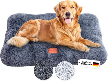Преміум подушка для собак Wahre Tierliebe Fluffy - М'яке ліжко для вашого улюбленця. Легко чиститься, ідеально для дому та подорожей. Розмір L (120x80x30 см), темно-сірий колір.