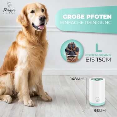 Очисник для лап тварин Maggie & Cooper (L, зелений) | для чистих лап | з мікрофібровою рукавичкою | 2 розміри | придатний для миття в посудомийній машині | м'які щітки