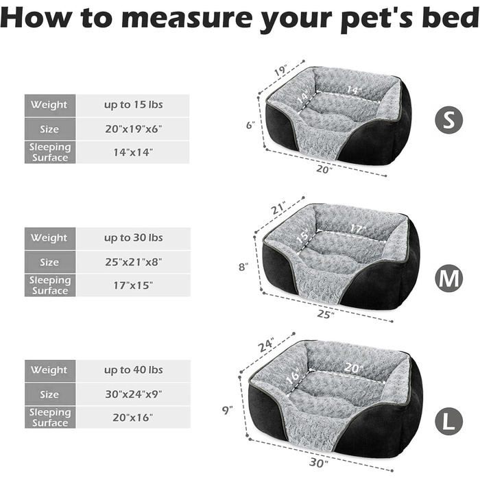 Ортопедичне ліжко для собак Invenco, прямокутне, миється, м'яке, чорне, M (63x53x20 см)