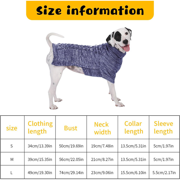 Теплий в'язаний пуловер для собак та котів (S, блакитний)