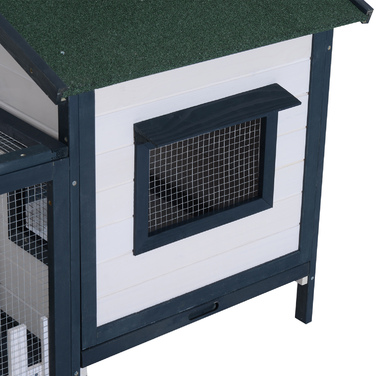 PawHut Клітка для кроликів та інших дрібних тварин 151x78x84,5 см з вольєром та рампою зеленого та білого кольорів для щасливих домашніх улюбленців