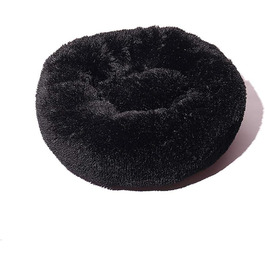 Кругле ліжко для собак FANSU з плюшевої подушки, ковзаюча база, ліжко для котів, розмір та колір обираються (чорний, 60 см)