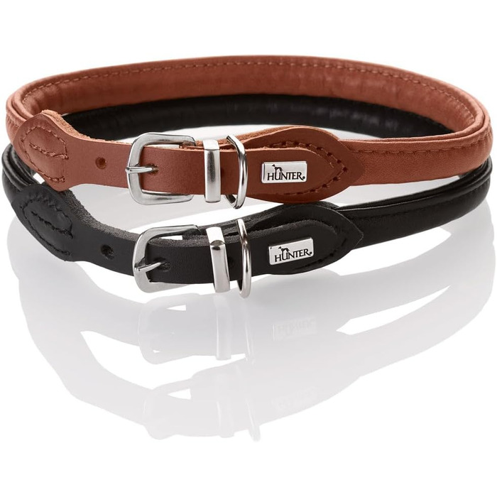 Шкіряний нашийник для собак HUNTER Round & Soft Canadian UP, колір коньячний, 55 см