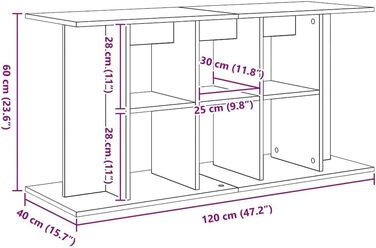 Тумба для акваріума vidaXL 120x40x60 см, ДСП, чорний дуб, міцна акваріумна підставка