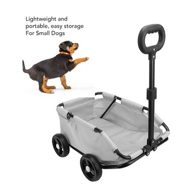 Дитяча коляска для собак, 4-колісна ручка, регульована коляска для малих та середніх собак, візок для джогінгу з собакою, коляска, водонепроникна з м'якою оббивкою сірого кольору