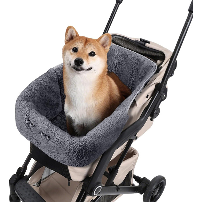 Матрац для тварин у візочок – зимова подушка для собак та котів, магнітна, для цуценят, кошенят, у подорожах, на прогулянках, в авто, до ветеринара, сірий