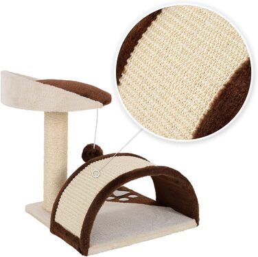 Драбина-кіготь Lionto для котів, 43 см, з іграшками, коричнево-бежева