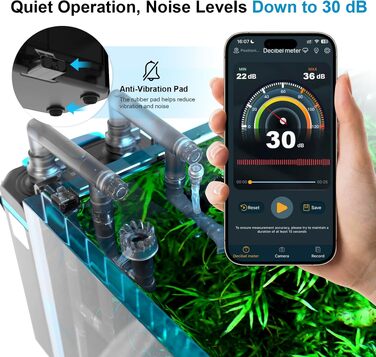 Фільтр для акваріума FZONE Aquarium-Rückfilter 4-ступеневий для міні та нано акваріумів, 106 GPH, з регулюванням потоку та насадкою-дощом (L)
