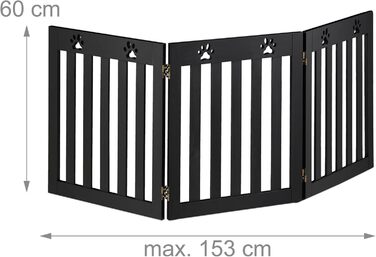 Захисне ворота для собак Relaxdays, розкладне, 60 x 153 см, чорний, MDF
