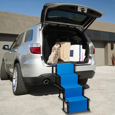 Сходинка для собак - пандус для автомобіля - регульована, складана, чорна/синя (139*45*76 см)