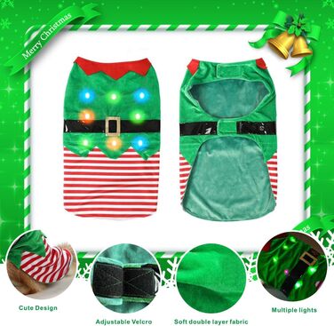 Костюм для собак на Різдво Idepet з іграшкою-тросом та світлодіодами, карнавальний костюм для собак та котів, XX-Large