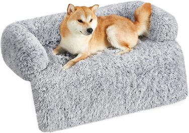 Feandrea FluffyHug лежанка для собак, плюшеве ліжко, захист дивану, подушка для собак, розмір XL, для середніх та великих собак, 110 x 95 x 18 см, Ombré-Сірий PGW223G01 L 110 x B 95 x H 18 см Ombré-Сірий