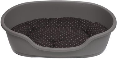 Корзина для собак Adena, 81 x 54 см, бежева + подушка в горошок, коричнева, розмір L 81 x 54 x 24 см, дизайн 13