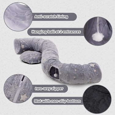 Туннель для котів з ліжком, великий, м'який, круглий, для дому