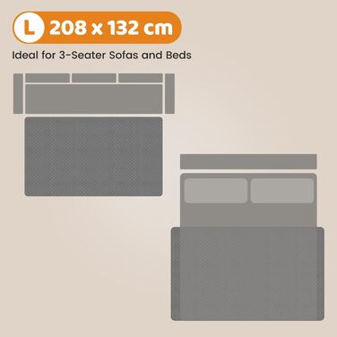 Водонепроникний килимок для собак Nobleza 208x132 см, сірий. Захист дивану, неслизький, легко миється. Килимок для собак, миється, для подорожей