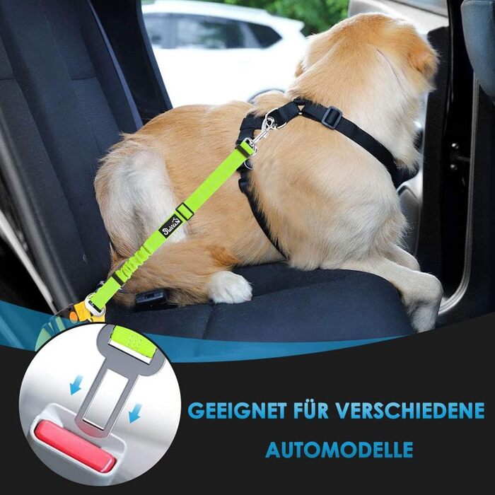 Ремінь безпеки для собак у машину SlowTon 2-в-1, з кріпленням на підголівнику, універсальною пряжкою та регульованою світловідбиваючою гумкою, 2 шт. (Підголівник + Кліп)