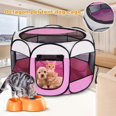 Клітка-загон для цуценят та дрібних тварин 74x74x43 см, рожева