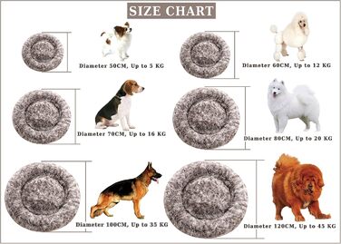 Крісло-лежанка для собак XXL, кругле, знімний, пральний чохол, анти-тривожне, штучне хутро, м'яке, комфортне, пухнасте ліжко для тварин (100 см), велике - 100 см (дуже велике - 115 см, коричневе)