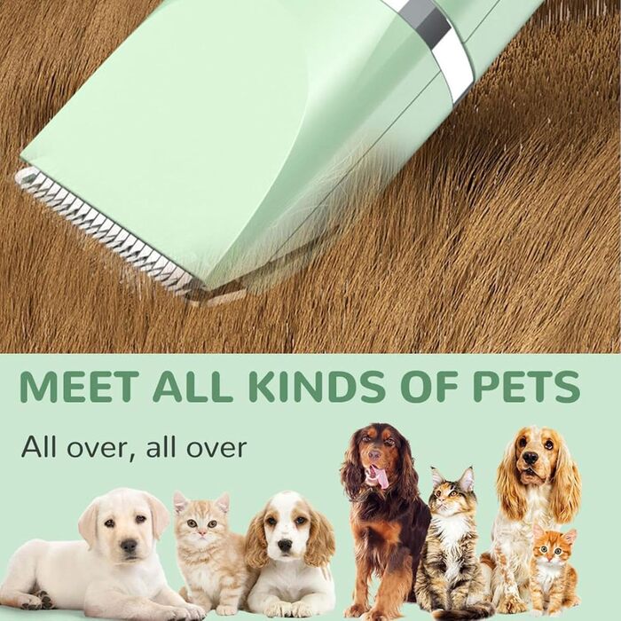 Багатофункціональний бездротовий тихий тример для догляду за тваринами, 4-в-1: тример, триммер для лап, точилка для нігтів. Підходить для собак, котів та інших дрібних тварин (білий)