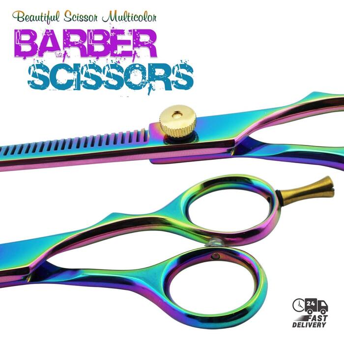 Професійний набір перукарських ножиць – 14 см, ножиці для стрижки волосся, ножиці для проріджування, ножиці для текстурування з регульованим болтом, багатокольорові, гострі перукарські ножиці