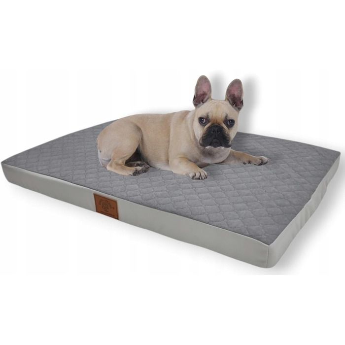 Ортопедичне собаче ліжко Odolplusz для великих собак | М'яке ліжко-кімната для середніх та великих собак | Собача матрацна подушка знімний, пральний чохол | (80x60x7 см, Сірий)