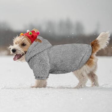 Теплий худі для собак великих порід, плюшевий фліс, Sherpa-капюшон, розмір L