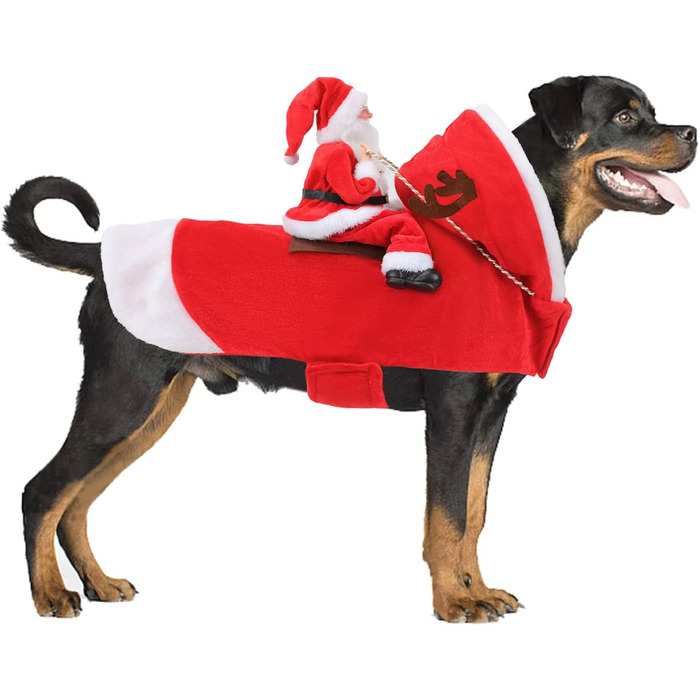 Костюм Санта Клауса для собак RANYPET: святковий набір для собак та котів, розмір L (36-45 см/51-64 см), червоний