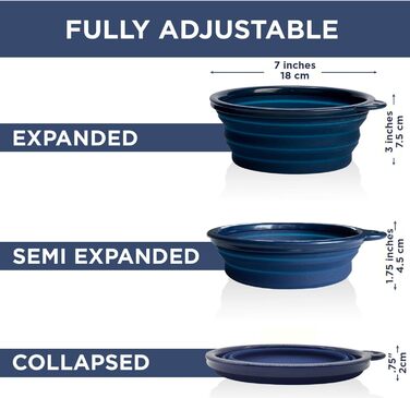 Складані миски для собак Bonza, 2 шт., 1200 мл, сумка, морська хвиля