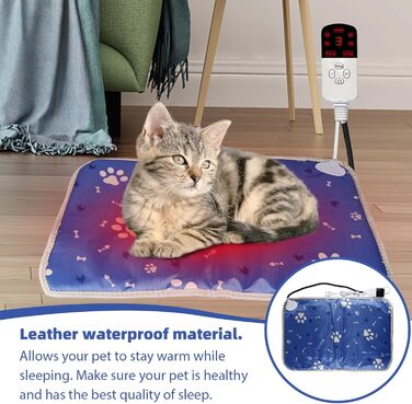 Електрична грілка для тварин з таймером 45x70 см, вологостійка, постійна температура, регульована, з цифровим дисплеєм для новонароджених та літніх тварин