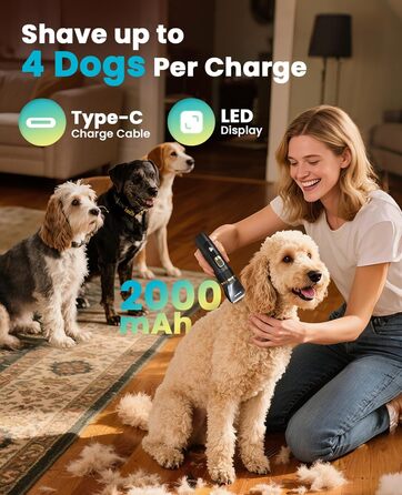 Машинка для стрижки собак Oneisall Leise Hundeschermaschine Upgrade Pro: професійна модель для собак та котів, акумулятор 2000mAh, водонепроникність IPX7, для догляду за шерстю вдома