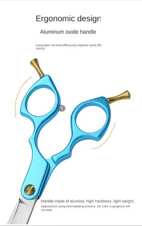 Професійна фенувальна ножиця для собак та котів, 6.5 дюймів, пряма, для грумінгу вдома (Блакитна)