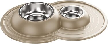 Миска для котів Patam Doppel з нержавіючої сталі з антиковзною підкладкою, не перекидається, виготовлена в Італії, Jerry Grün (Tom Beige)