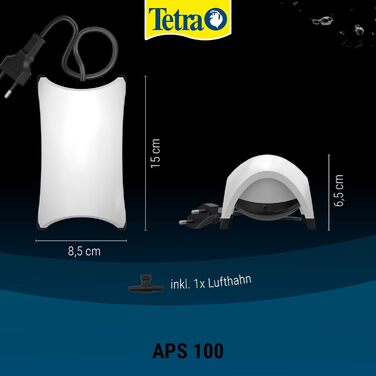 Tetra APS 300 тиха мембранна повітряна помпа для акваріумів 120-300 л, біла