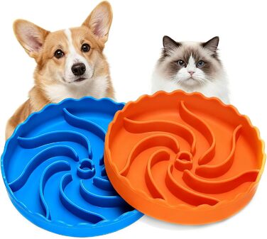 Набір мисок протиковзаючих для собак та котів, силіконові, slow feeder з присосками, неслизькі, легкі в очищенні, для цуценят, маленьких та середніх собак