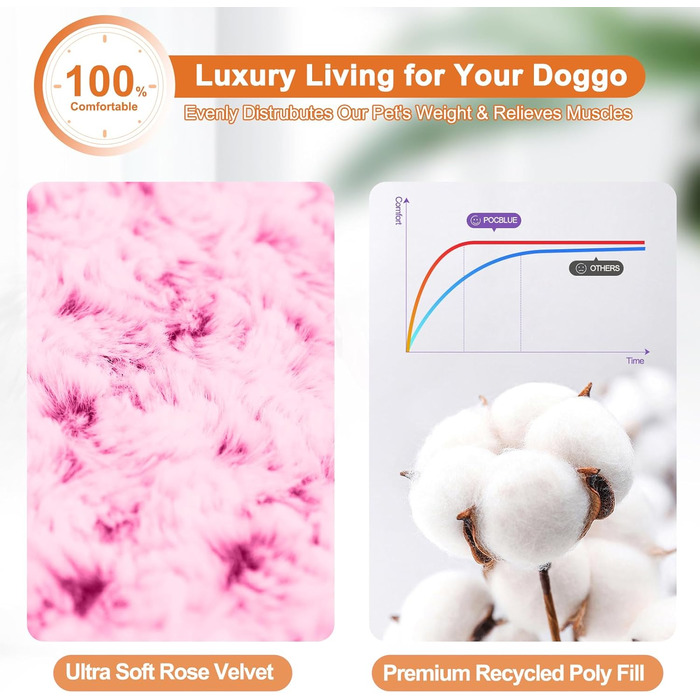 Крісло-лежанка для собак великих порід, рожеве, 91 x 58 x 9 см, зручне, м'яке, неслизьке, до 31.8 кг