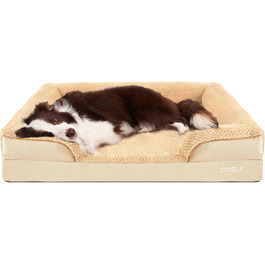 Ортопедичне ліжко для собак Joyelf, велике, вологостійке, знімний чохол, неслизьке дно, 90x66x18 см, хакі