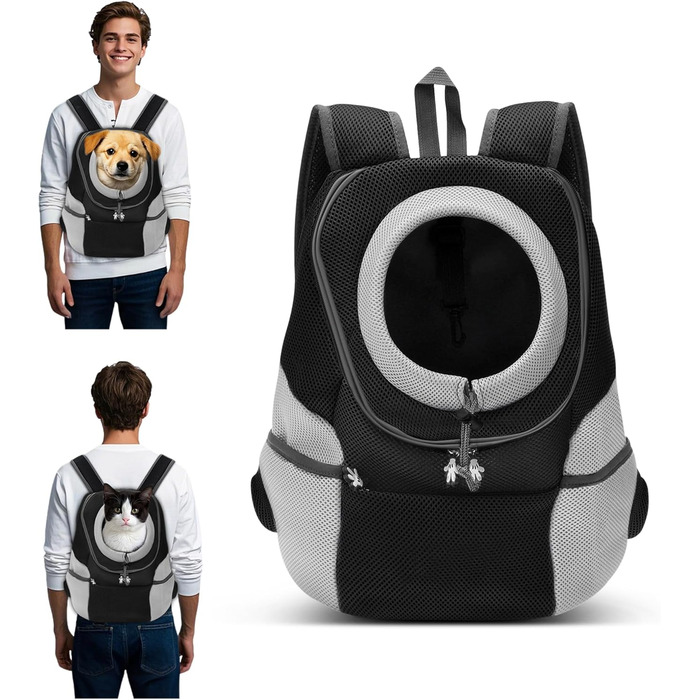 Рюкзак для собак та котів ALLSOPETS, XL, чорний – переноска для тварин для подорожей, вело- та мототуризму