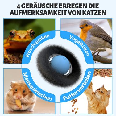 Іграшка для котів GoldenSun: м'ячик з дзижчанням, мишки на килимку, 5-дірковий хованки, блакитний колір