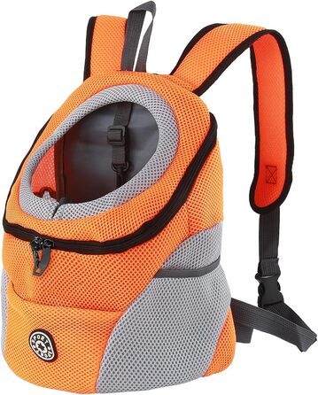 Шлейка-рюкзак для собак та котів, переноска для тварин, алюмінатор для дихання, водонепроникне дно, для подорожей та активного відпочинку (S, помаранчевий)