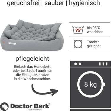 Ортопедичне ліжко для собак Doctor Bark - великі породи, XL (100x90 см), світло-сіре, знімний чохол, миється до 95°C